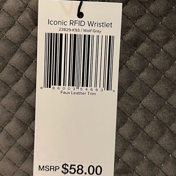 Vera Bradley Wolf Gray Iconic RFID Wristlet Embroidered Floral Velvet NWT - Picture 3 of 4